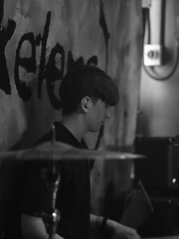 Lucas Dearsley: Drummer for Swakeleys. Photograph from "The Trinity" on the 20/3/26.