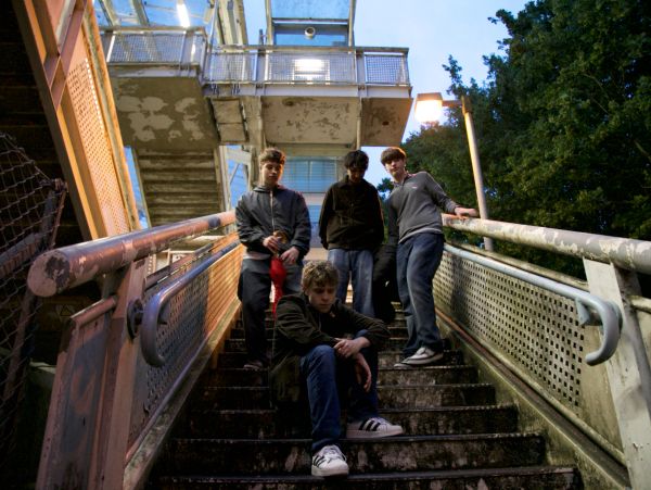 Swakeleys band pictured on the stairs located by Hillingdon Station.