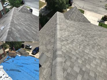 Before & After - IKO Cambridge - Roof Replacement - Cibolo, TX 