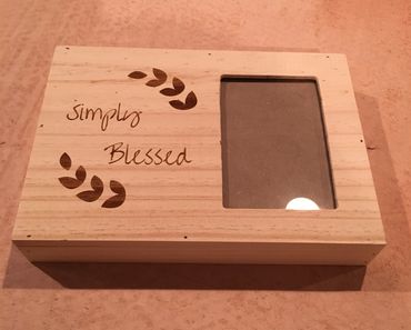 engraved wood frame box, Simply blessed