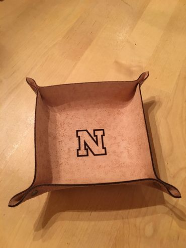 Nebraska Huskers on leather tray