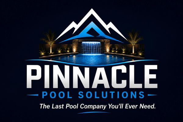 Logo of Pinnacle Pool Solutions with a pool and waterfall.