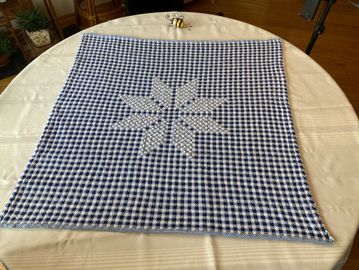 Gingham cross stitch tablecloth