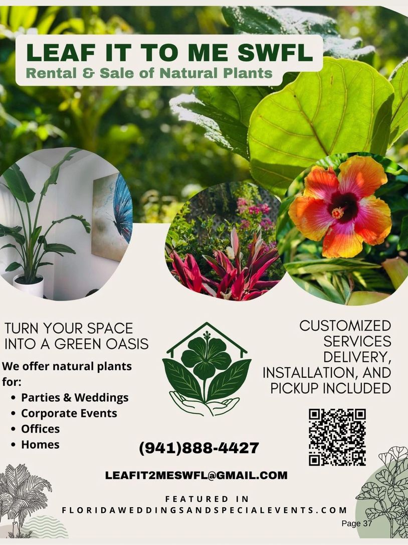 Ad for Leaf It To Me SW FL in the directory of Florida Weddings and Special Events Magazine