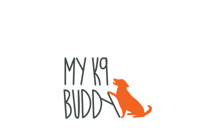 Graphic with text 'My Vet Buddy' and an orange dog silhouette.
