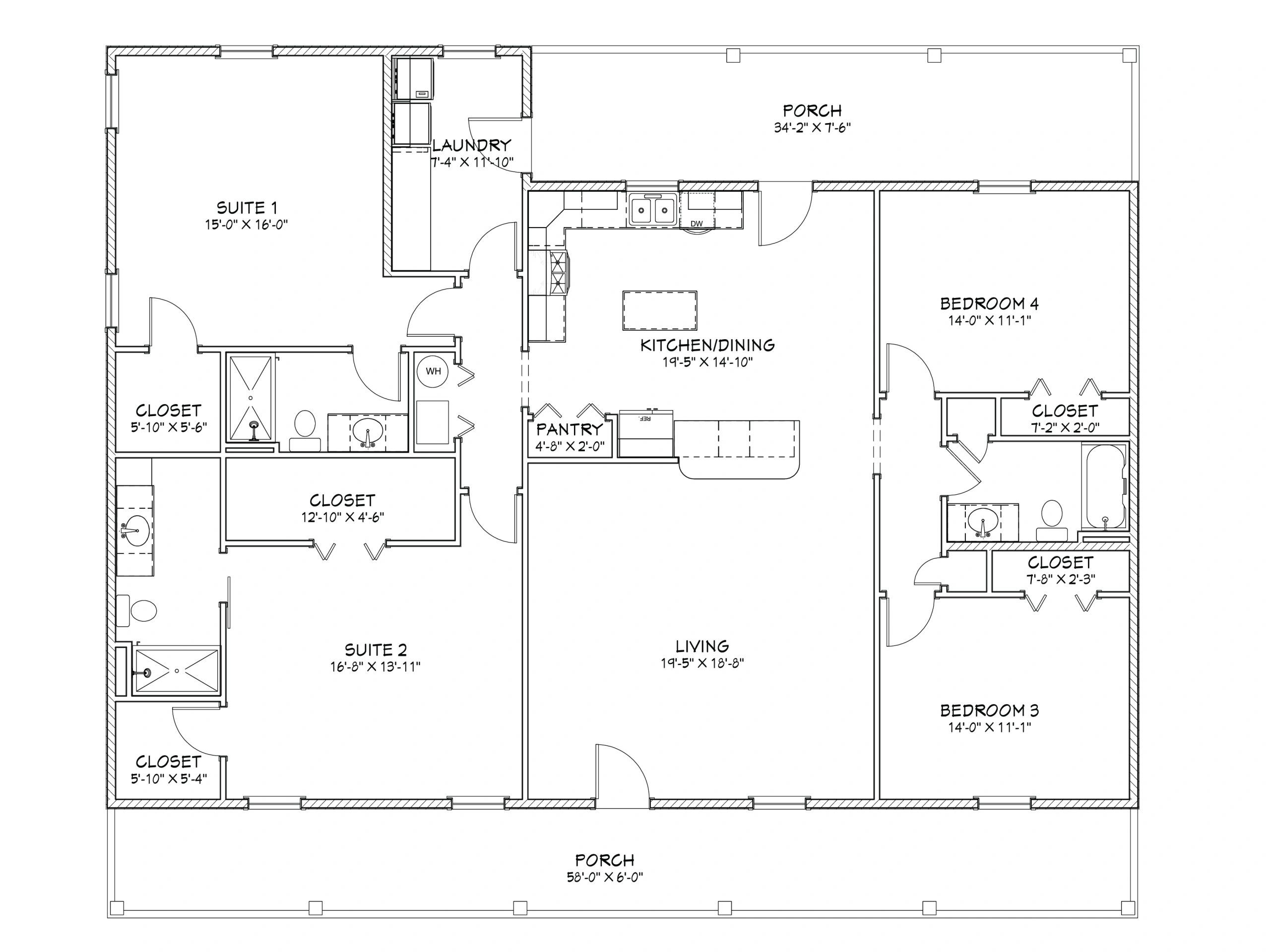 Detailed floor plan of a house showing rooms and measurements.