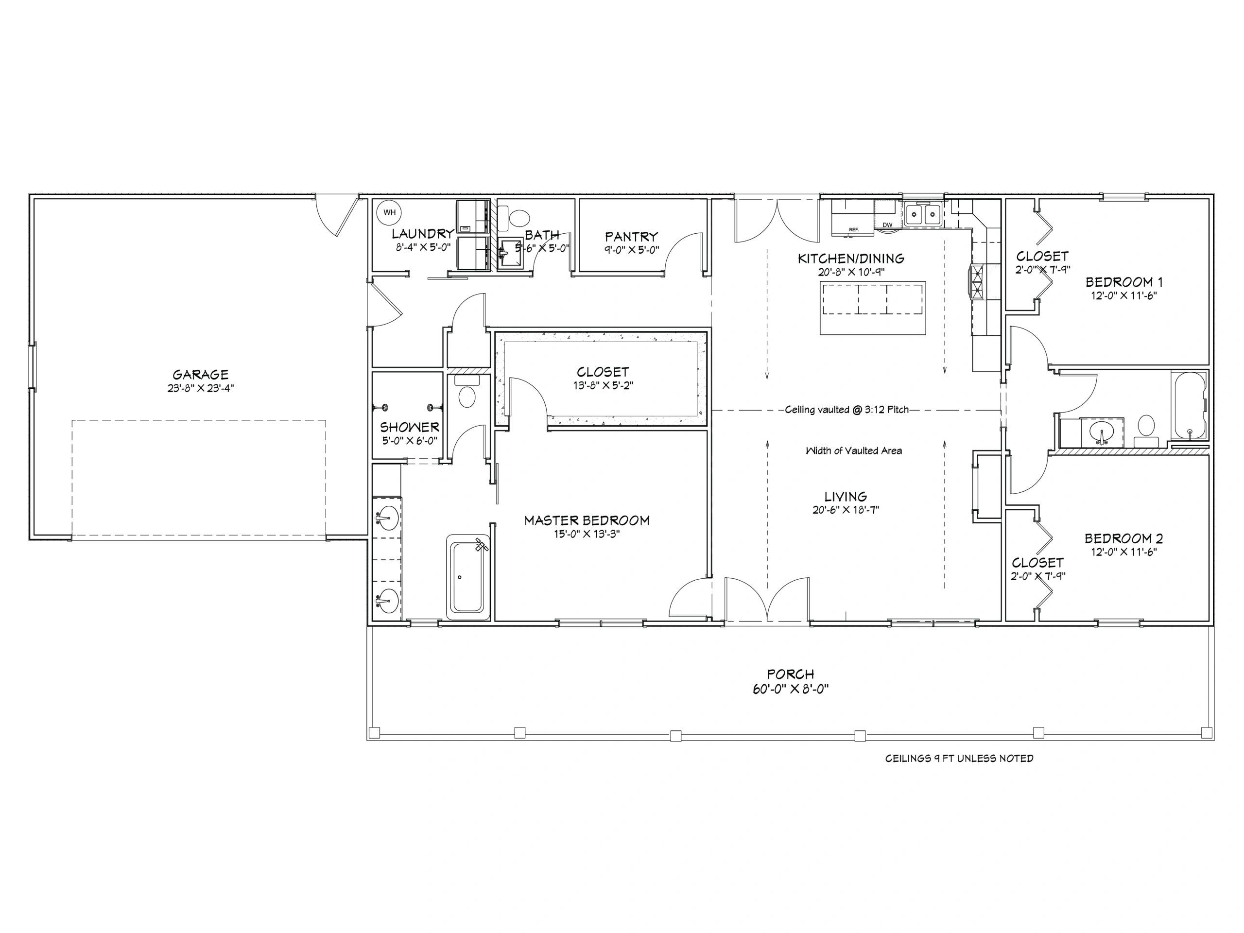 Detailed floor plan showing rooms and dimensions in a house design.