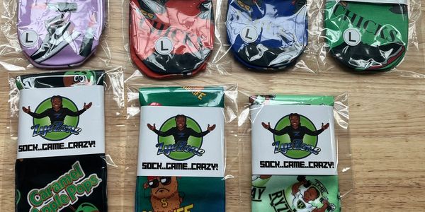 Collection of packaged crazy socks