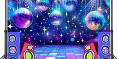 Dance Party Backdrop Retro 80s 90s Theme Stage Dance Ball Music Backdrop