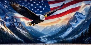 American Flag with Bald Eagle
