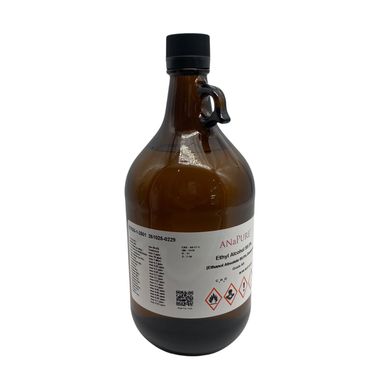 Brown glass bottle labeled with chemical safety symbols and information.