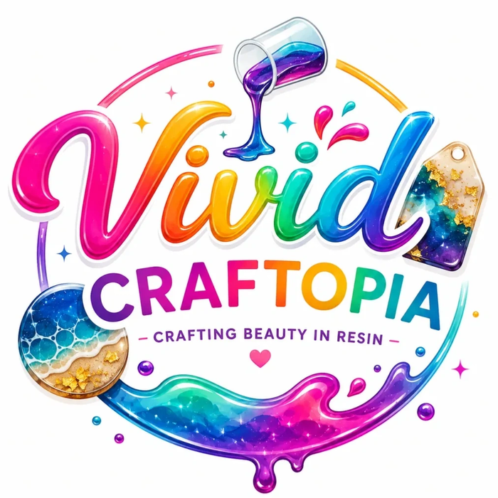 Colorful logo for Vivid Craftopia, resin crafting brand.