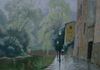 "Rainy Day. Luxembourg." - Oil on canvas. 24 x 36 in