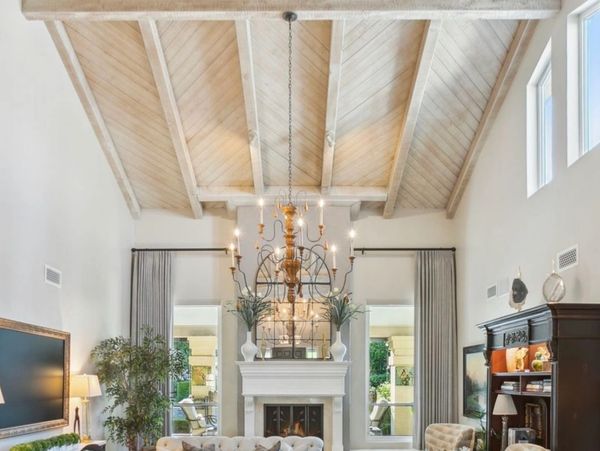 Tongue and groove  ceiling with beams