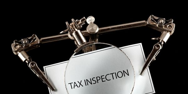 Magnifying glass highlighting 'TAX INSPECTION' text.