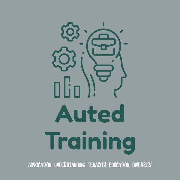 Logo for Auted Training featuring a head with a light bulb and gears.