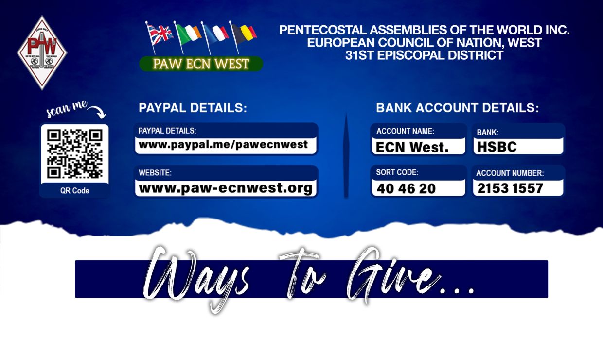 Donation details for PAW ECN West with PayPal and bank account information.