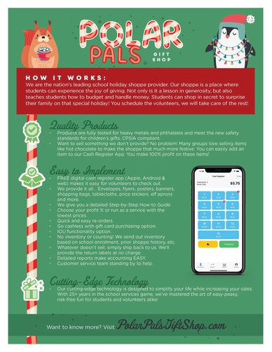 A holiday shop is a school service program run by staff and/or volunteers who want to offer their ch