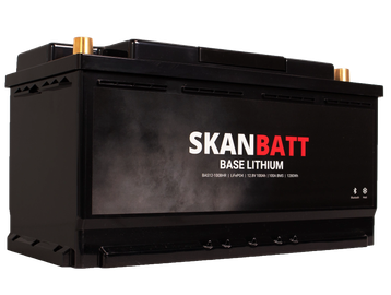 SKANBATT Base Lithium - 12V 100Ah 100A BMS - 355x175x190mm - Bluetooth - Heat - 3 Års garanti - Bobi