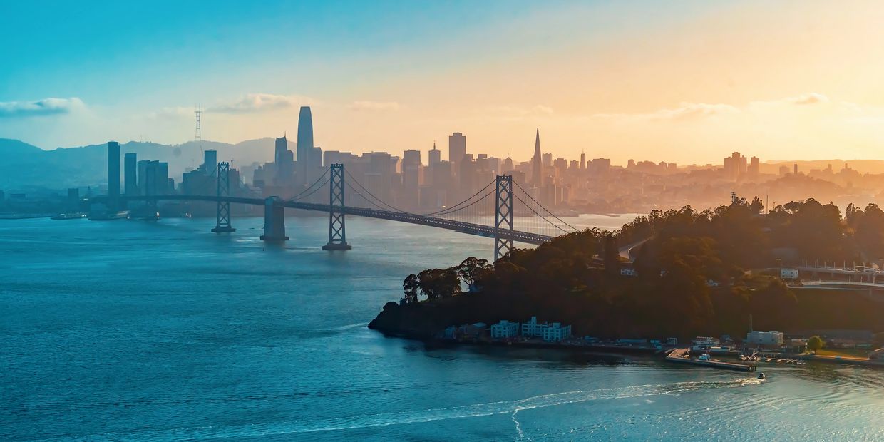 Aerial view of the Bay Bridge in San Francisco