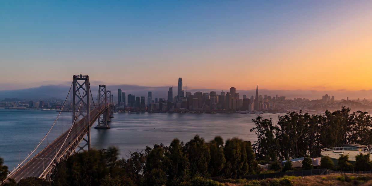 A beautiful view of San Francisco skyline and the Bay Bridge
