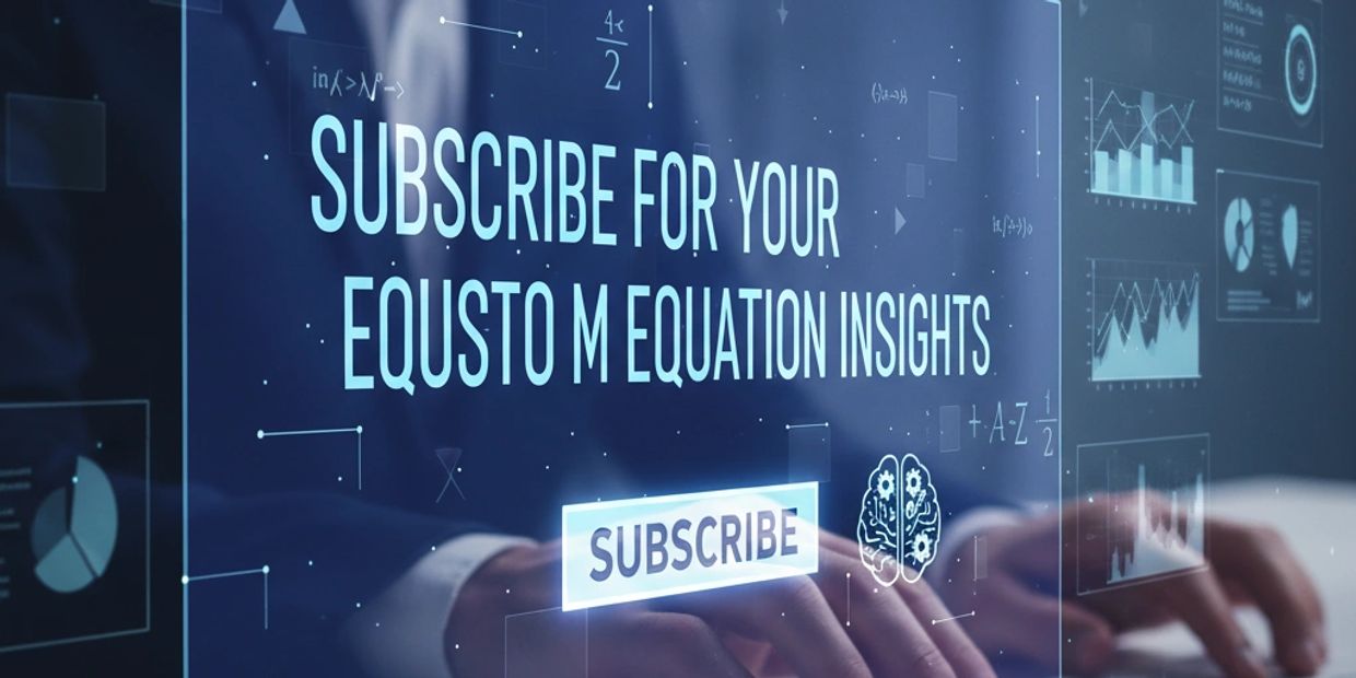Businessman using futuristic interface to subscribe for equation insights.
