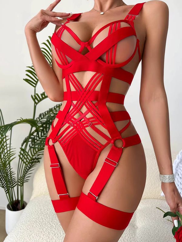 Scrappy teddy with garter belt with straps 