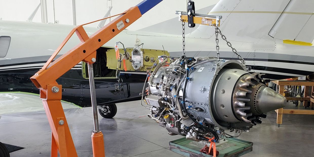 Eclipse jet engine detached from the airframe
