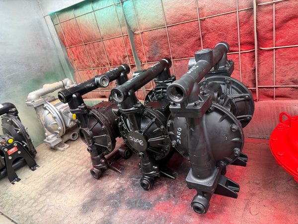 Overhauled Sandpiper pumps in the in-house paint booth.