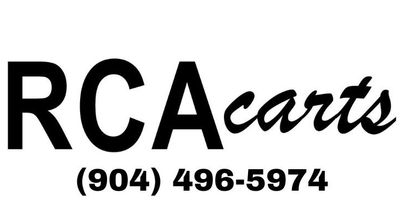 Logo for RCA carts with a contact phone number.