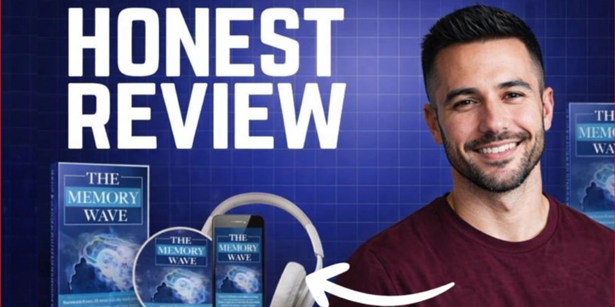 Man smiling beside "The Memory Wave" product with text "Honest Review".