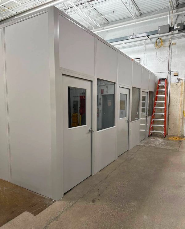 Modular office solutions by SoFlo installations nationwide with several windows and doors