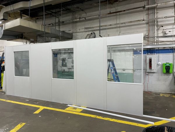 a modular installation of a break room building being constructed by SoFlo Installations nationwide