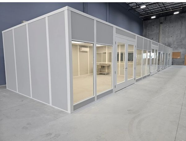 A row of In-Plant modular buildings installations