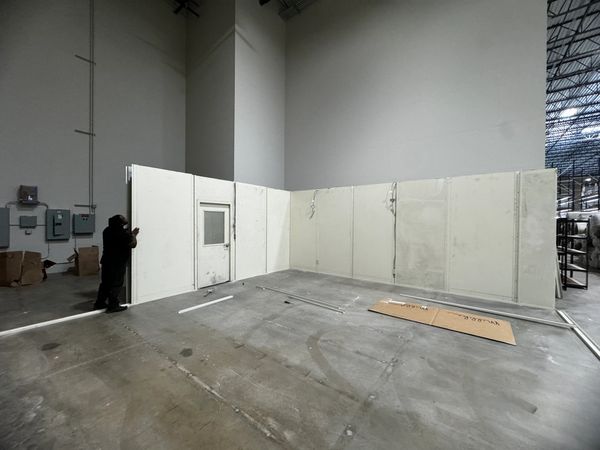 A prefabricated modular office installation inside a warehouse setting in Texas by SoFlo Installatio