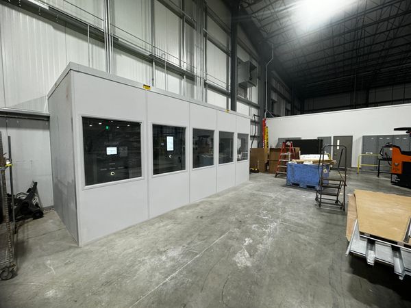 A new prefabricated modular office installation in Plymouth Indiana with several windows by SoFlo 