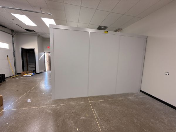 Sideview of new modular office solutions installations by SoFlo inside an office workspace