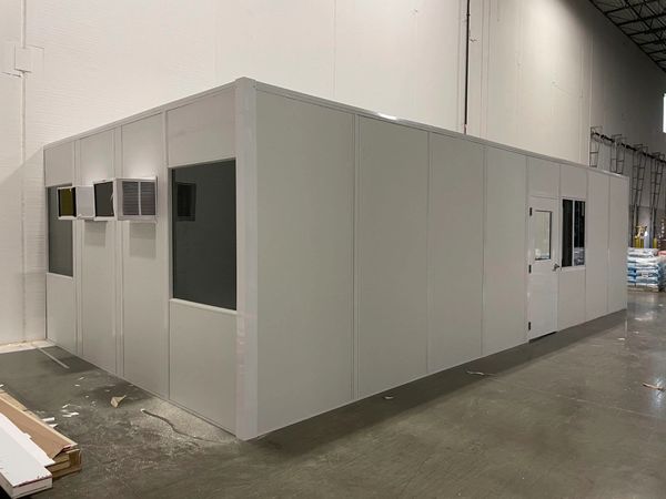 A side view of newly constructed modular office solutions installations by SoFlo installations 