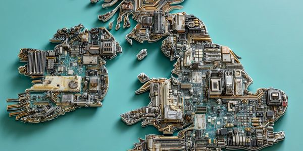 UK map made from computer parts - AI generated