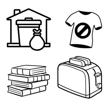 Used clothing and household items fit to be donated to charity
