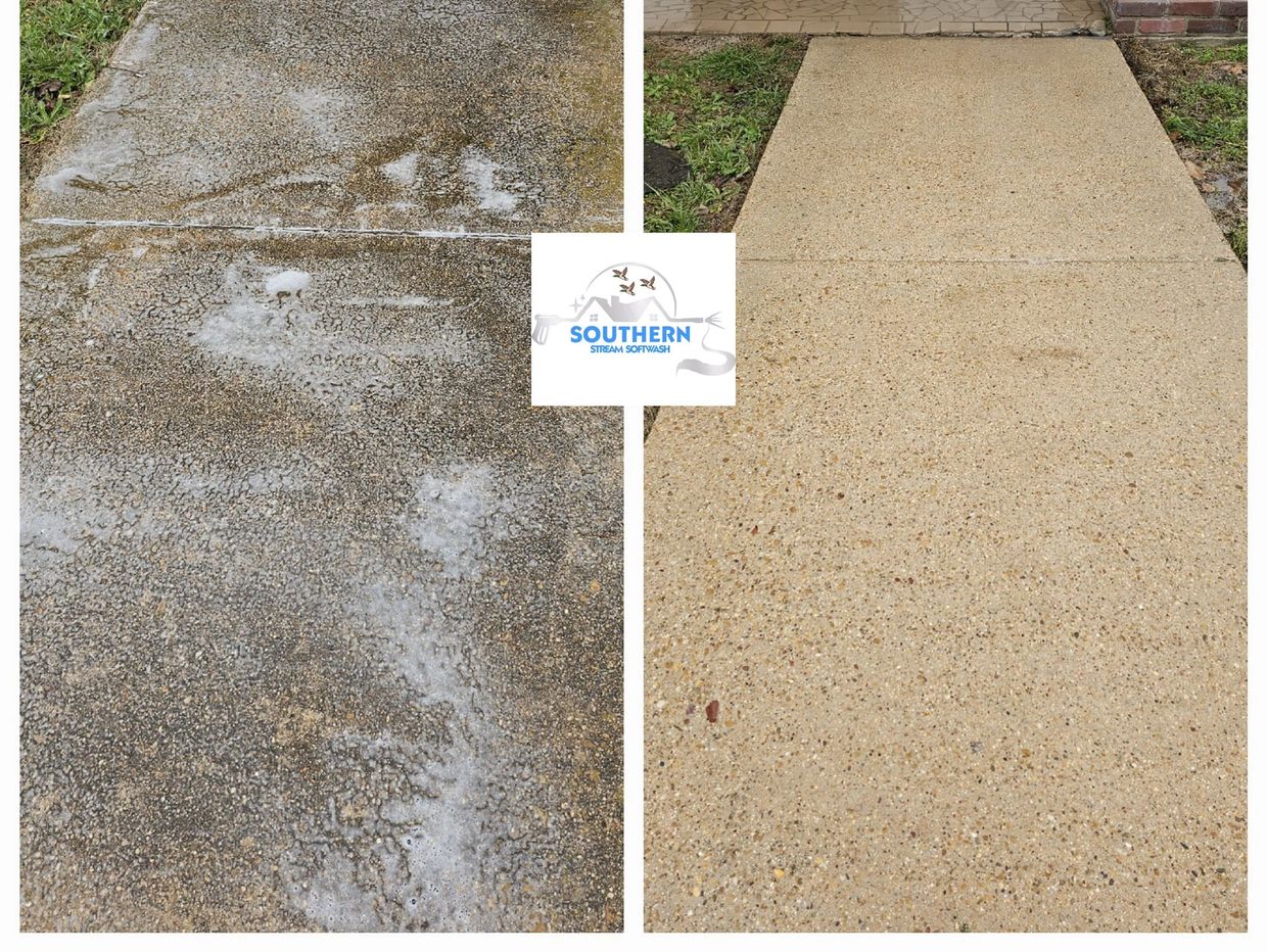  <img src=”sidewalk.jpg” alt=”concrete sidewalk before and after receiving a concrete cleaning”/>