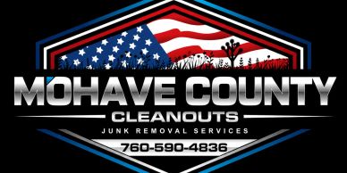 Logo for Mohave County Cleanouts junk removal services with phone number.