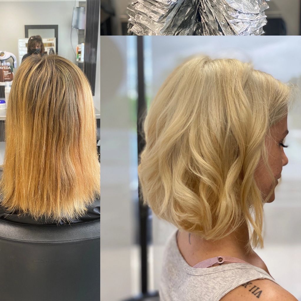 Before and After haircolor and style.