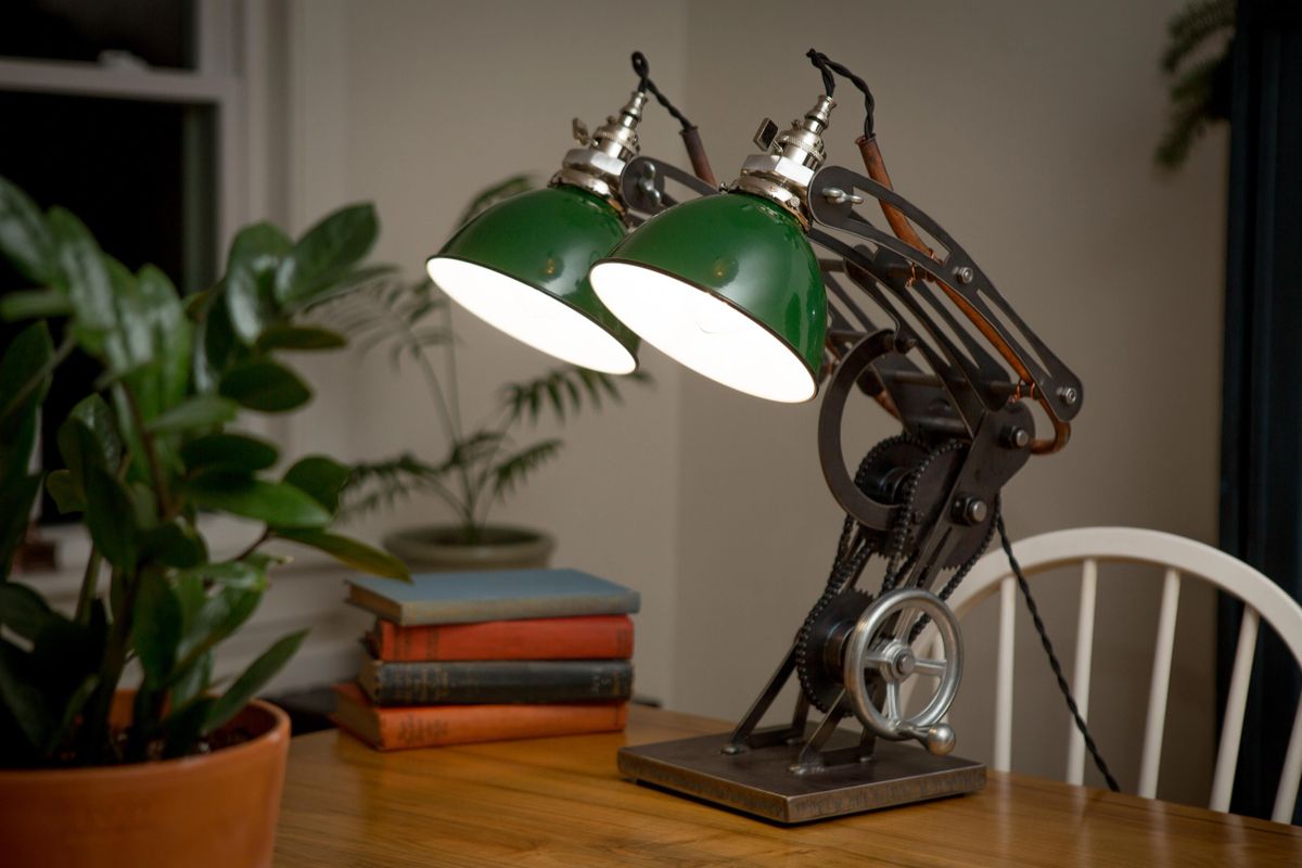 Industrial Double Light Desk Lamp