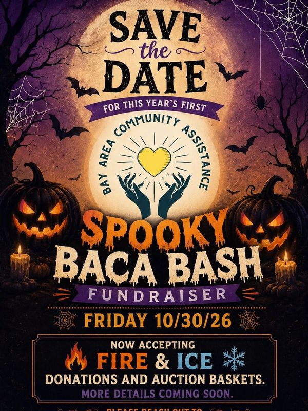 Halloween-themed fundraiser Save the Date for Spooky Baca Bash on 10/30/26.
