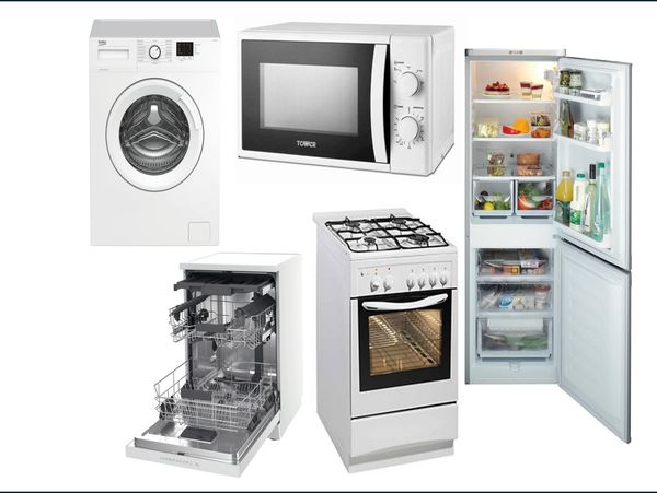 White goods kitchen appliances.