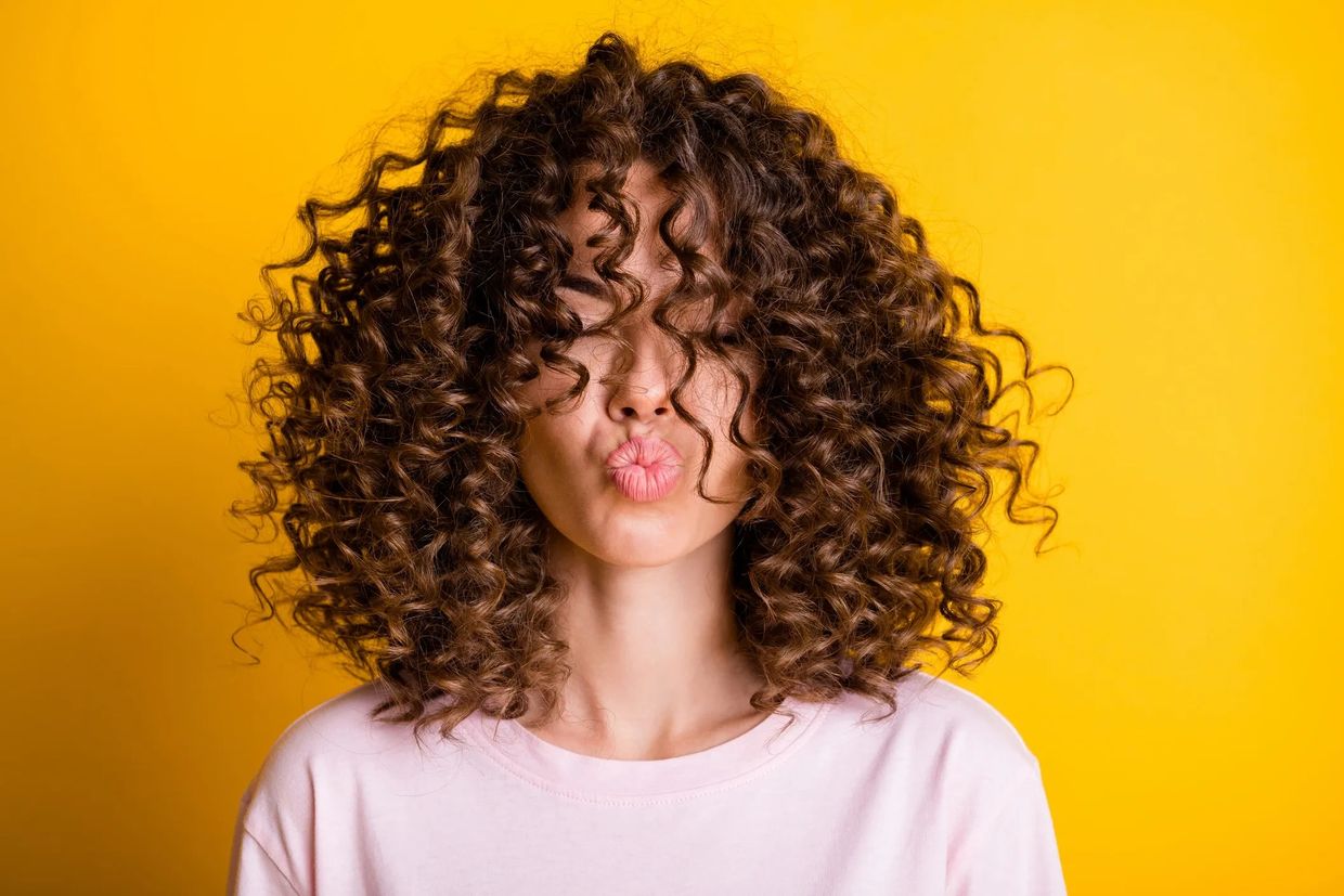 Girl with spiral curly hair