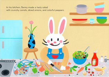 Children's book, cute illustrations, Kid's book, English picture book, Colorful art, Bunny, food 