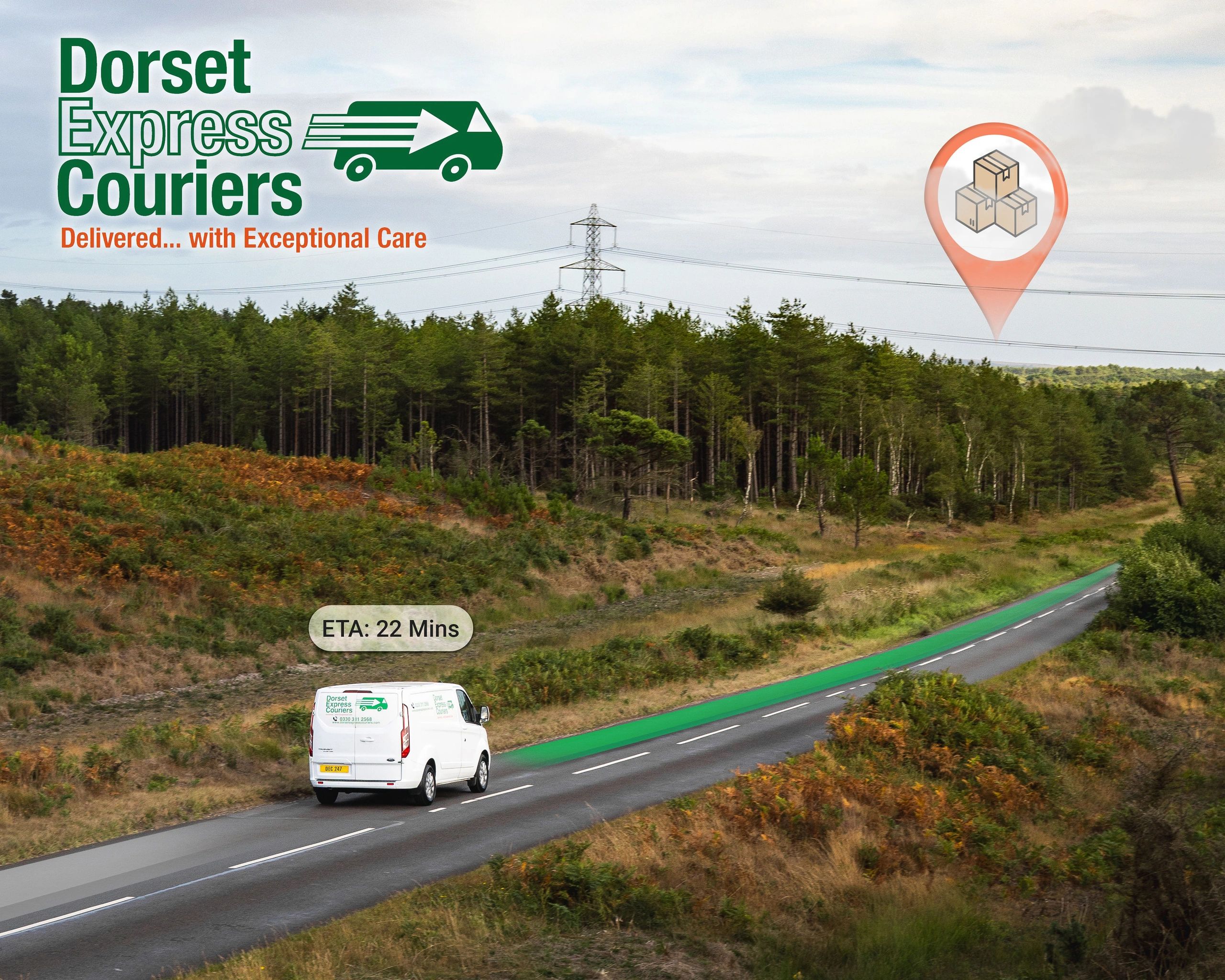 Dorset based courier DorsetExpressCouriers delivering a parcel.