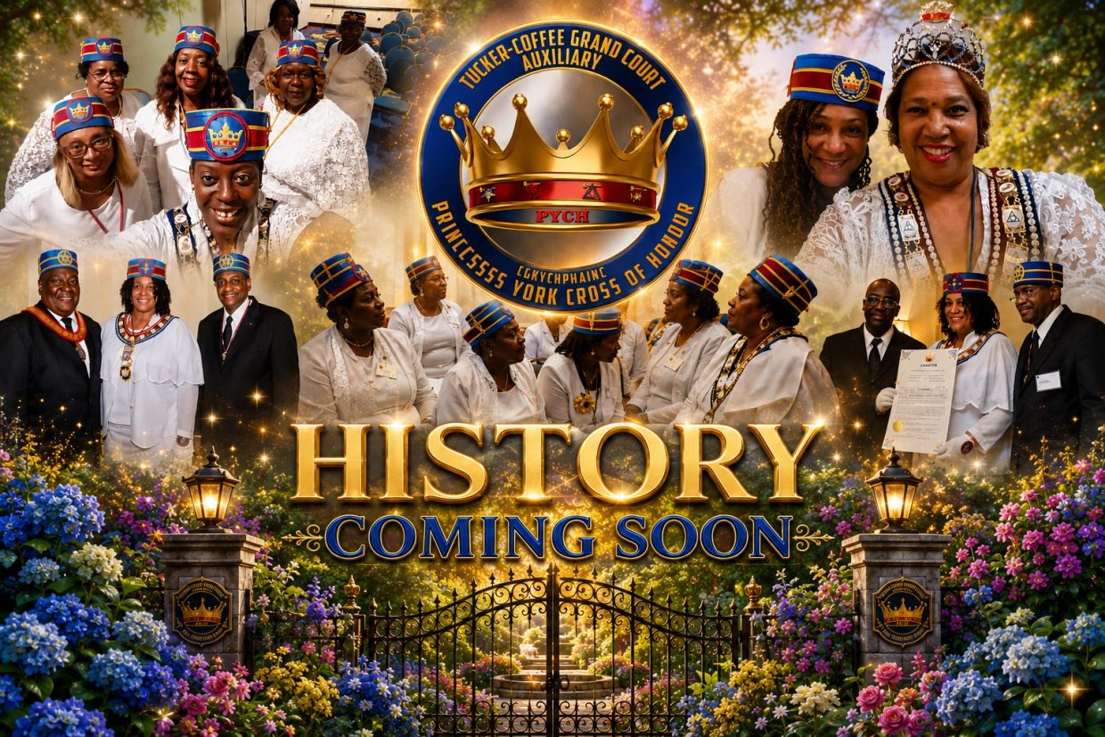 Members of Tucker-Coffee Grand Court Auxiliary in ceremonial attire.